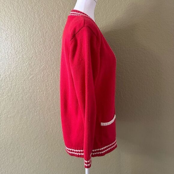 Varsity Club Women's S Button Front Cheerleader Cardigan Red Preppy Academia - Picture 3 of 6